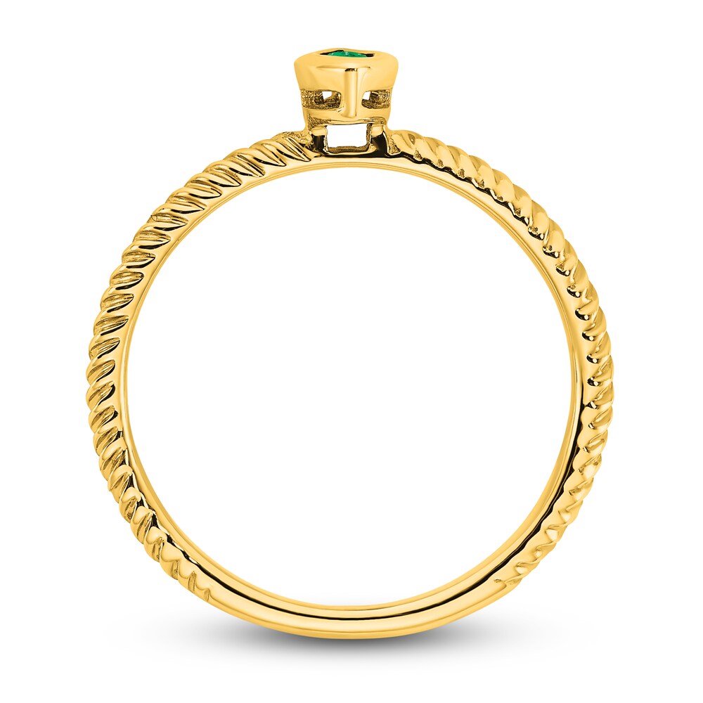 Natural Emerald Bezel Ring 14K Yellow Gold LT3RulWp