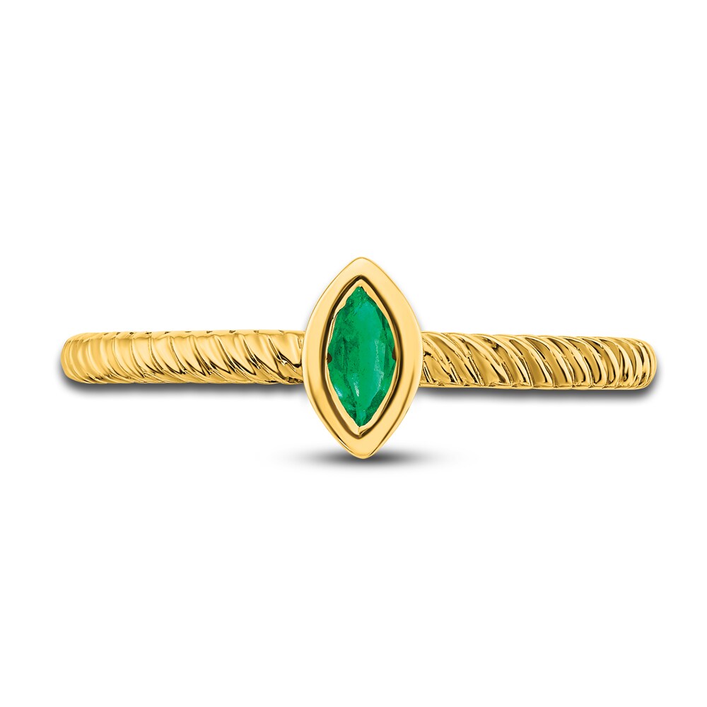 Natural Emerald Bezel Ring 14K Yellow Gold LT3RulWp