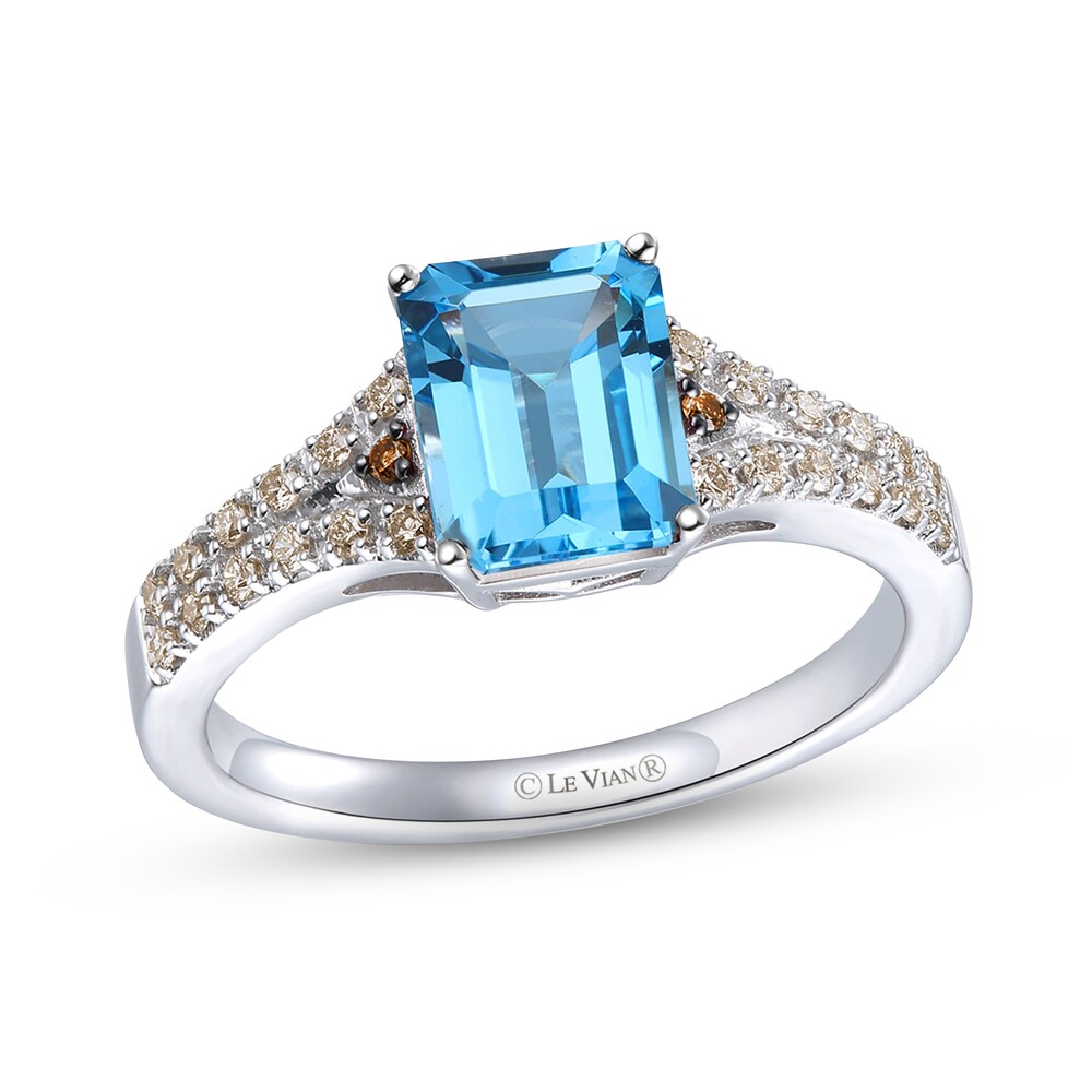 Le Vian Natural Blue Topaz Ring 1/6 ct tw Diamonds 14K Vanilla Gold LVhgWdJJ
