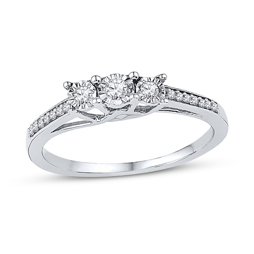 3-Stone Promise Ring 1/6 ct tw Diamonds Sterling Silver LVxLnAZc