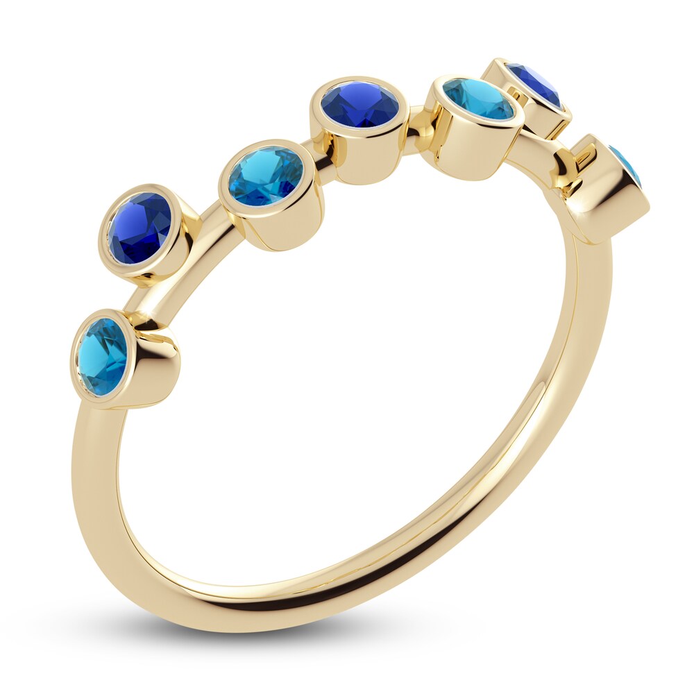 Juliette Maison Natural Blue Sapphire & Natural Blue Zircon Ring 10K Yellow Gold LWf3N7cV