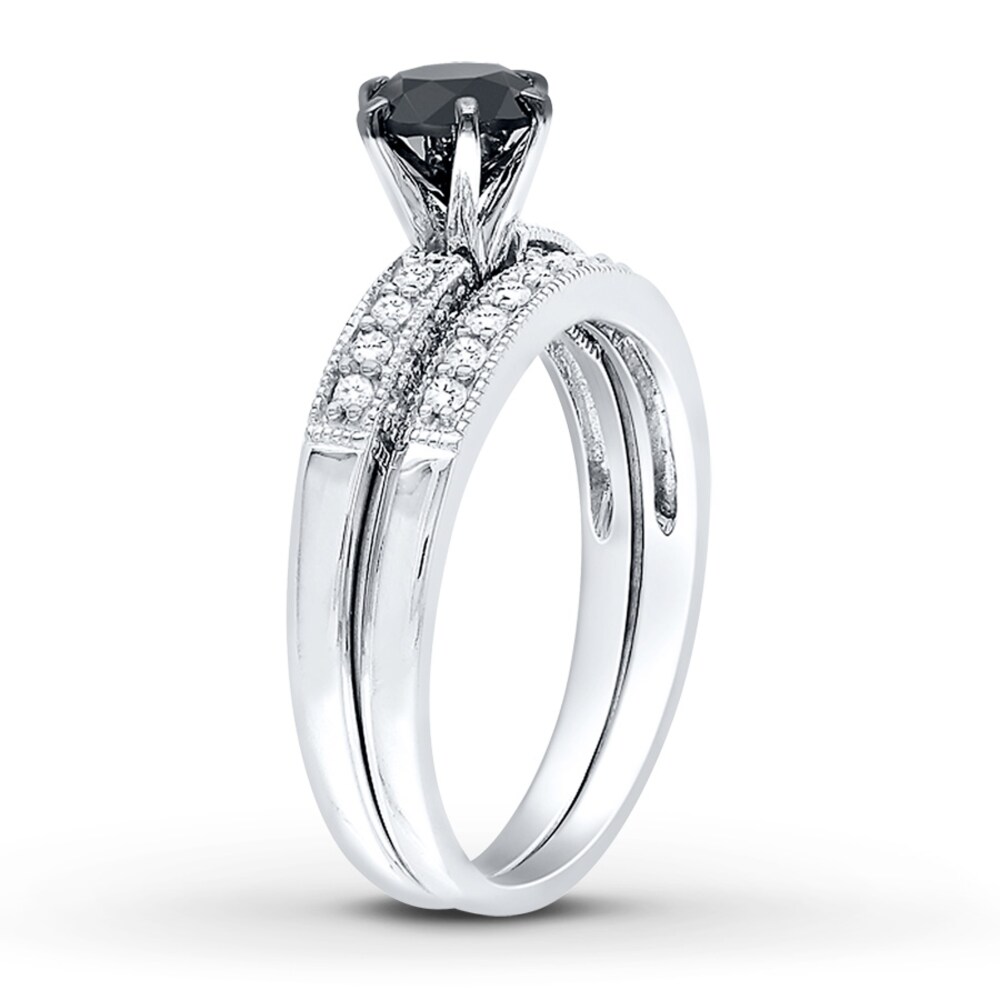 Black/White Diamond Bridal Set 1-1/3 ct tw 10K White Gold LiH7tsVI