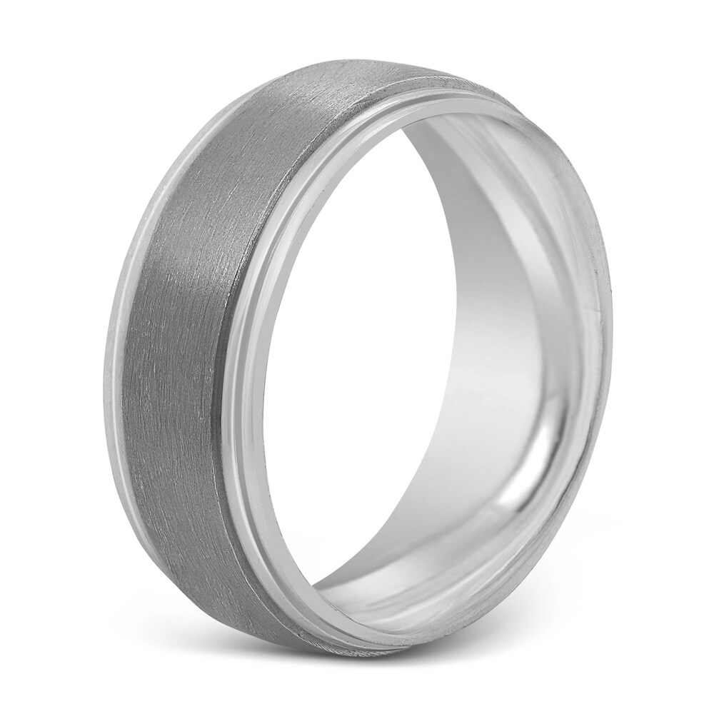 Men\'s Frosted Wedding Band 14K White Gold 8mm LkOZk2SK