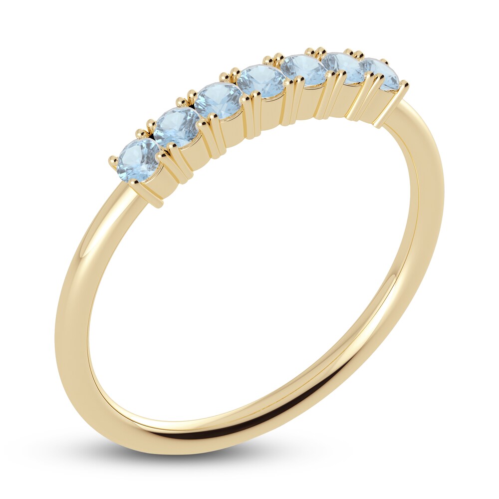 Juliette Maison Natural Aquamarine Half Eternity Ring 10K Yellow Gold Lt510cOI