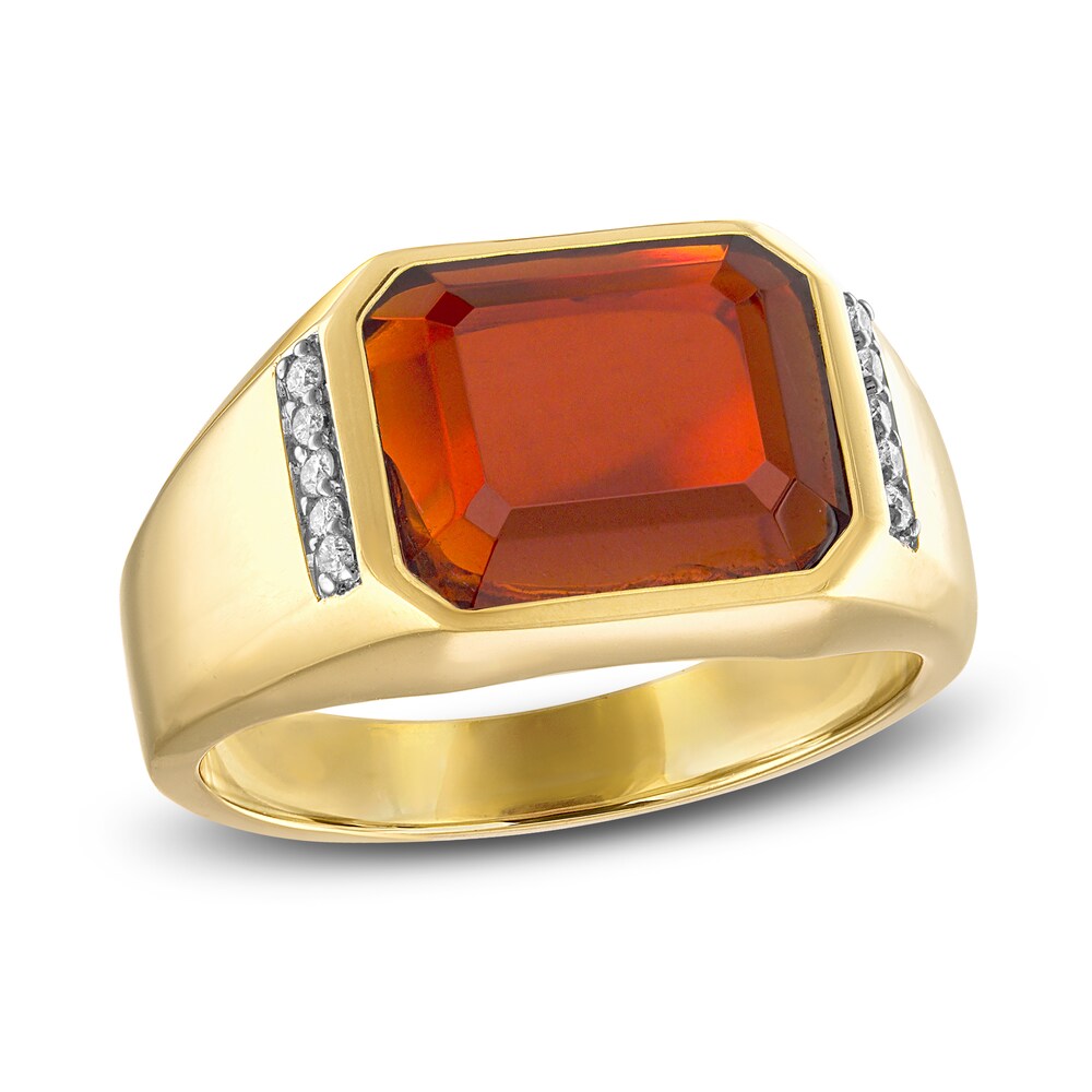 1933 by Esquire Men's Natural Garnet Ring 1/10 ct tw Diamonds Sterling Silver/14K Yellow Gold-Plated M9ilSb1e