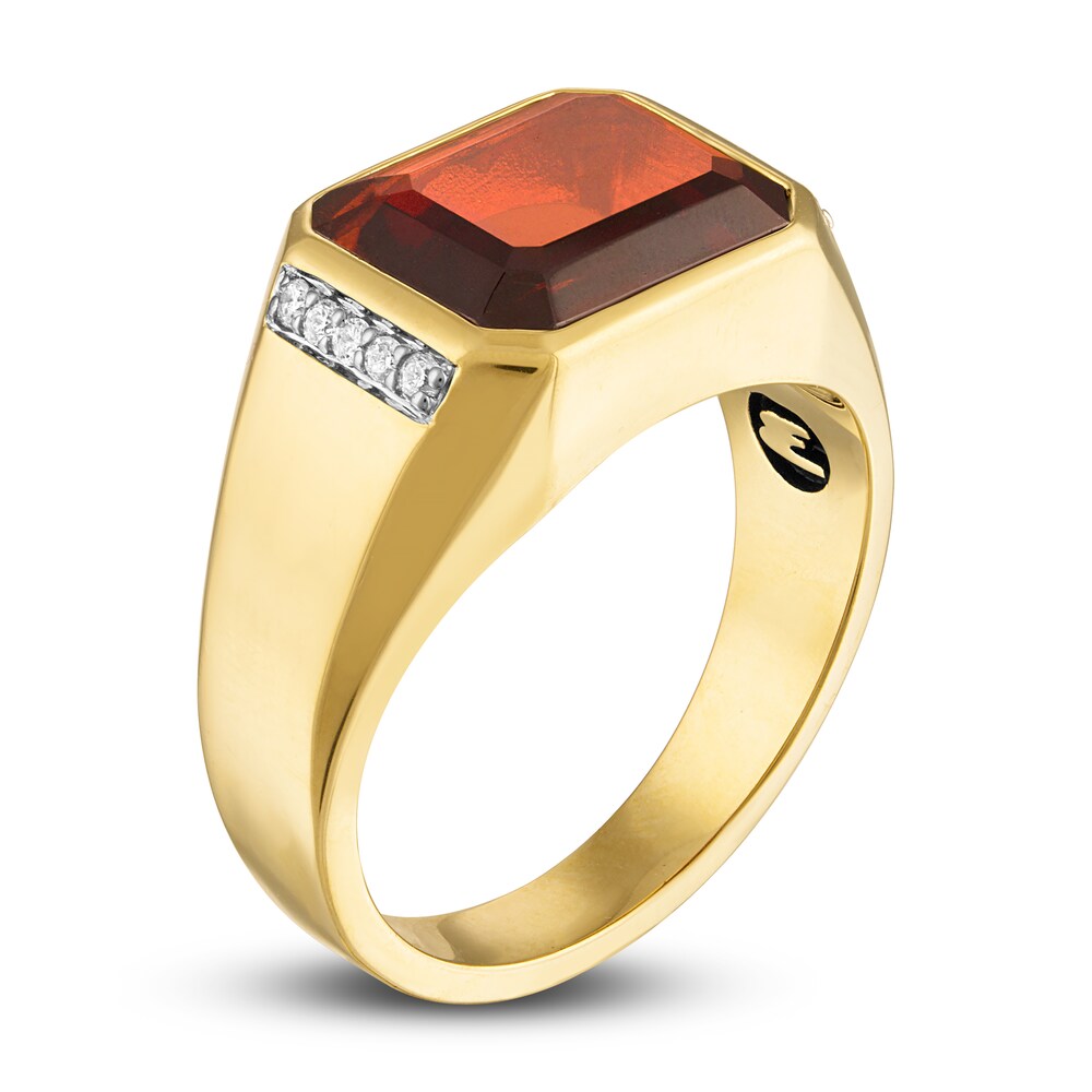 1933 by Esquire Men\'s Natural Garnet Ring 1/10 ct tw Diamonds Sterling Silver/14K Yellow Gold-Plated M9ilSb1e