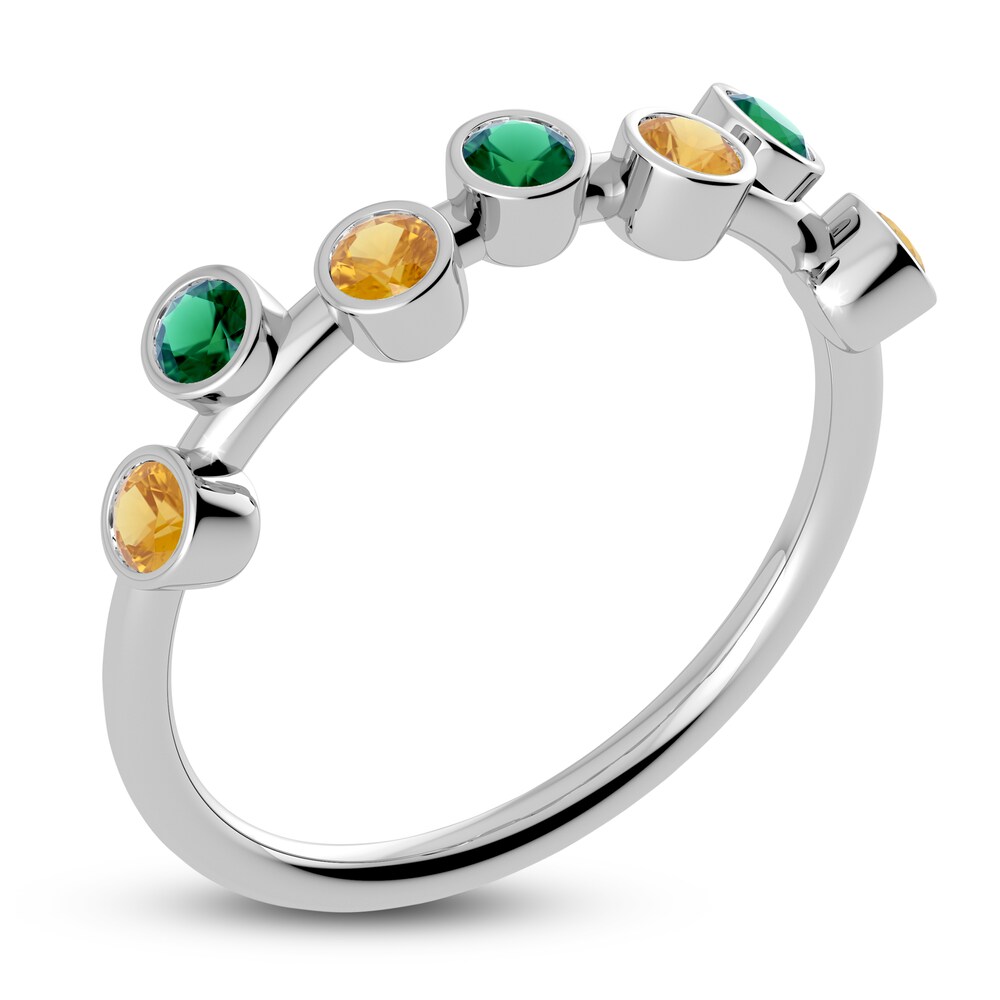 Juliette Maison Natural Emerald & Natural Citrine Ring 10K White Gold MBXUJf1B