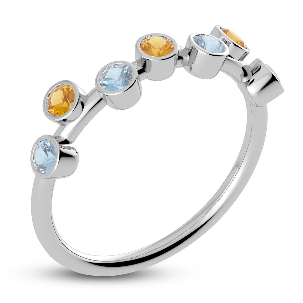 Juliette Maison Natural Citrine & Natural Aquamarine Ring 10K White Gold MFRVGz6d