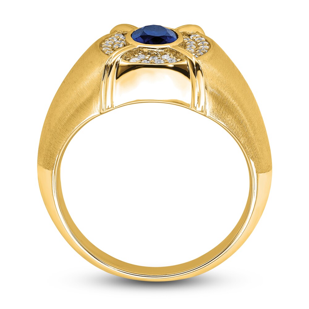 Men\'s Lab-Created Blue Sapphire Ring 1/5 ct tw Diamonds 14K Yellow Gold MT3hQyLC