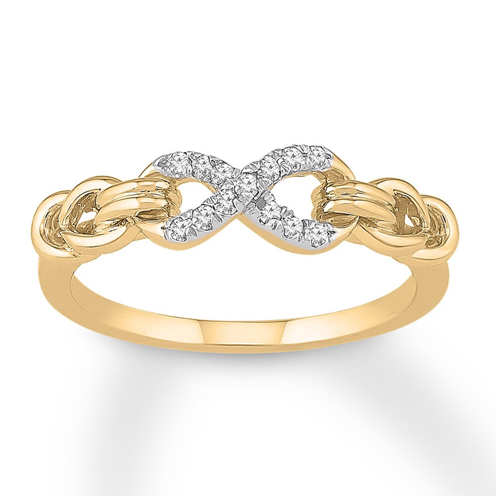 Diamond Knot Ring 1/10 ct tw Round 10K Yellow Gold MoWkiEk8