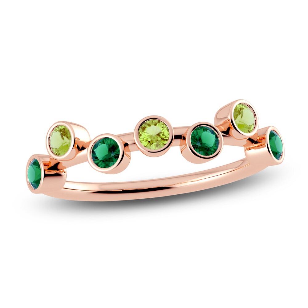 Juliette Maison Natural Emerald & Natural Peridot Ring 10K Rose Gold MuZMAdsU