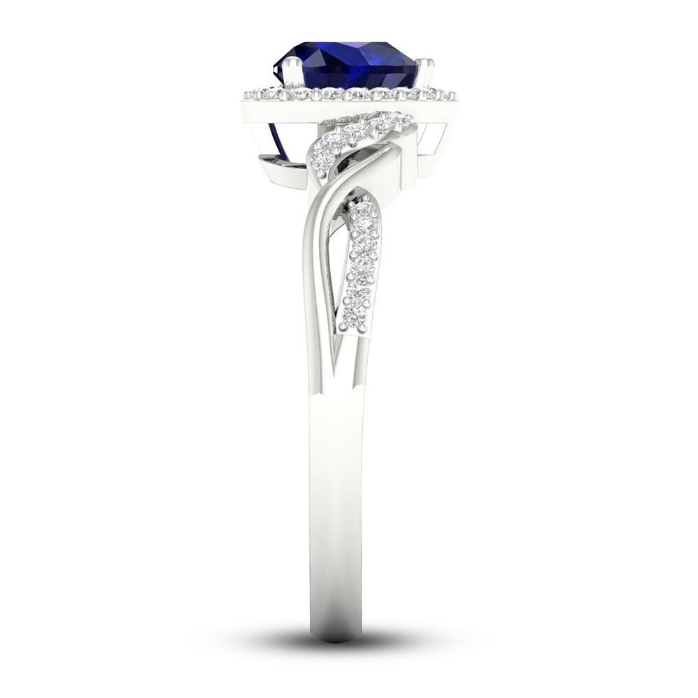 Lab-Created Blue Sapphire & Lab-Created White Sapphire Heart Ring Sterling Silver MyN0KLmS