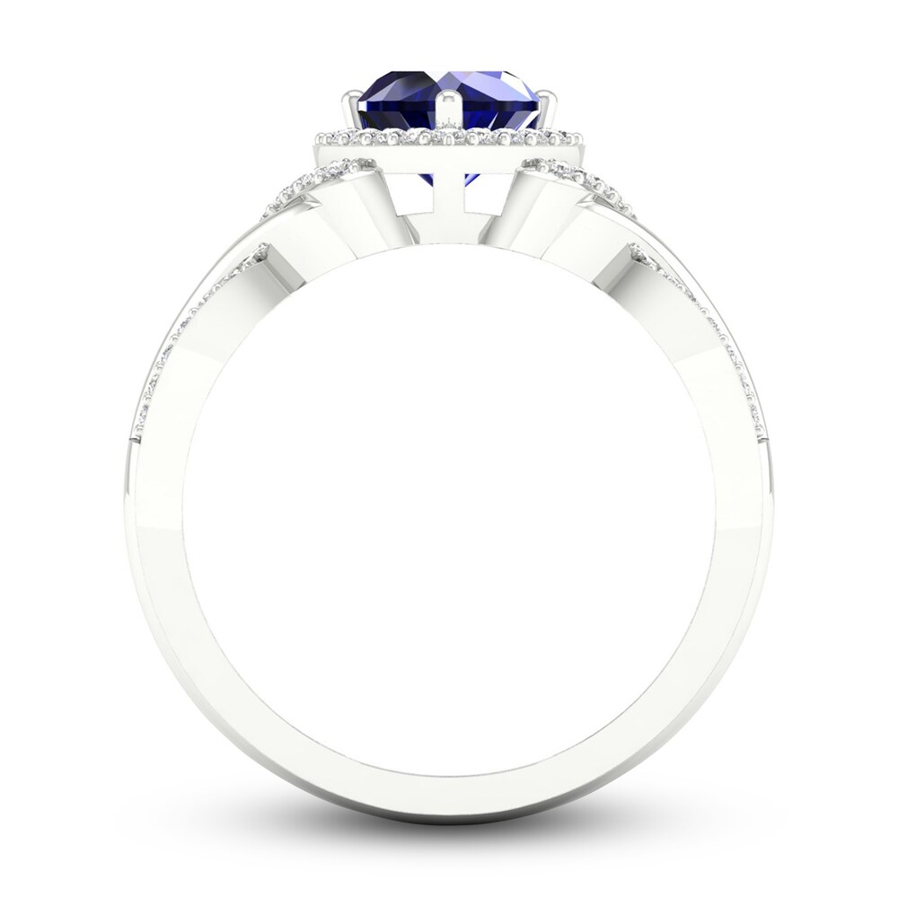 Lab-Created Blue Sapphire & Lab-Created White Sapphire Heart Ring Sterling Silver MyN0KLmS