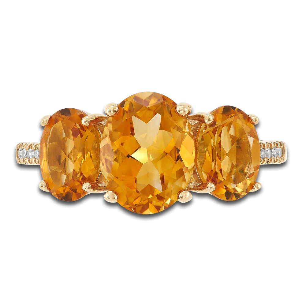 Natural Citrine Ring 1/20 ct tw Diamonds 10K Yellow Gold MzYaLw3l