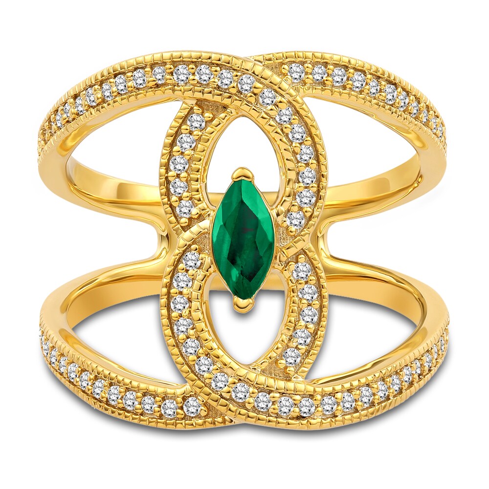 Natural Emerald Ring 1/3 ct tw Diamonds 14K Yellow Gold N7nzkPse