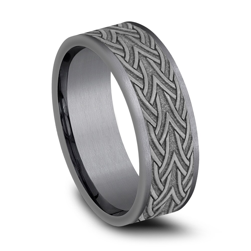 Gray Tantalum Stone Celtic Wedding Band 7.0mm NBUT7WEz