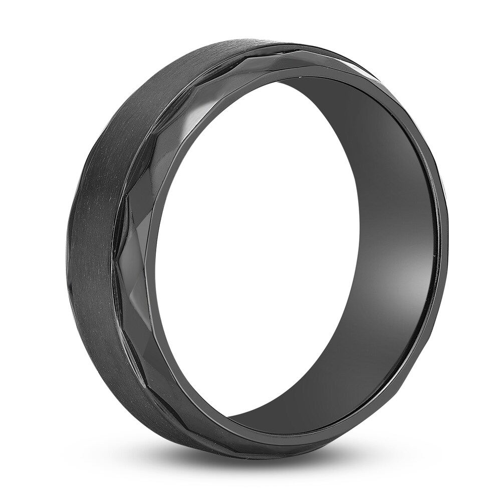 Men\'s Hammered Edge Wedding Band Black Zirconium 8.0mm NBzA6azG