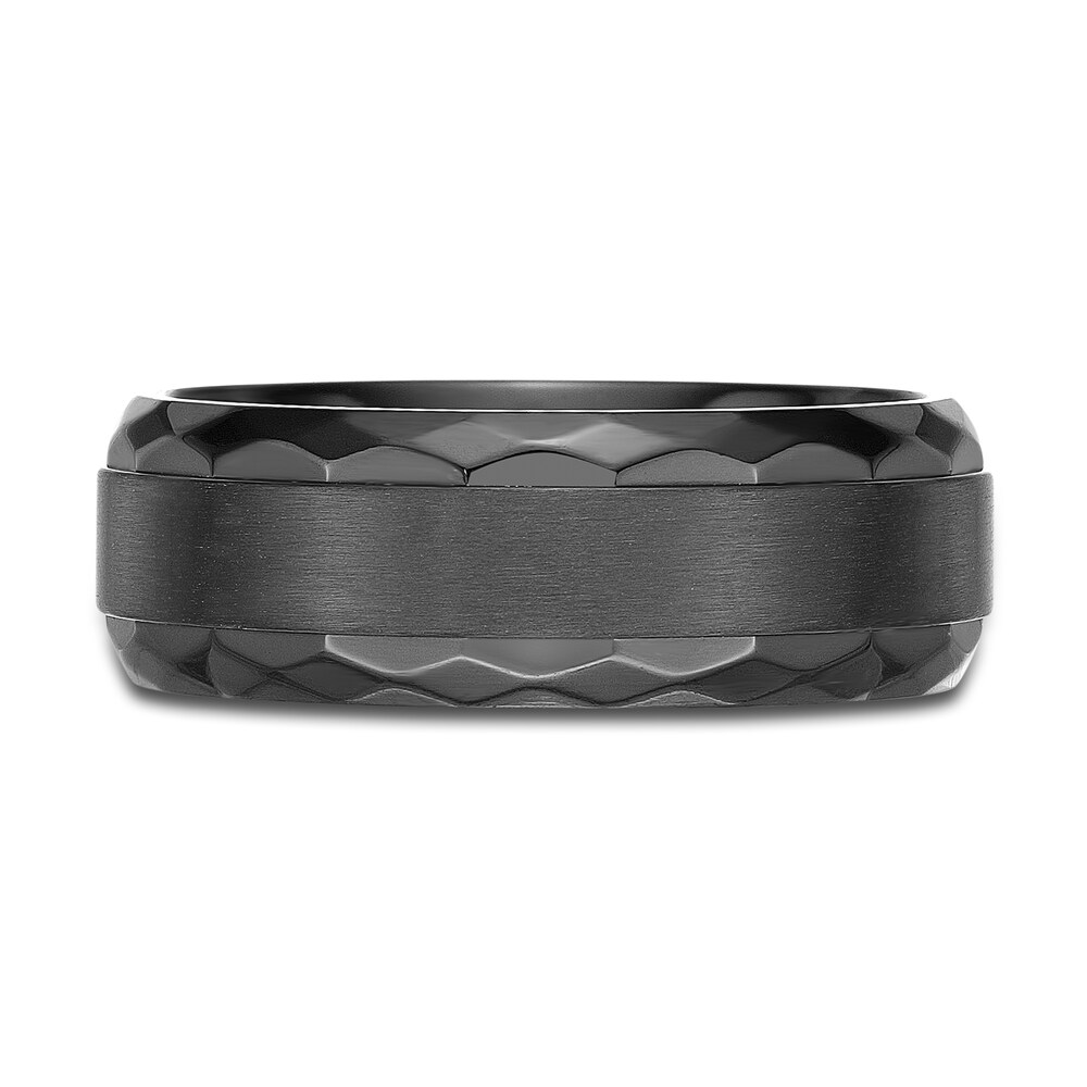 Men\'s Hammered Edge Wedding Band Black Zirconium 8.0mm NBzA6azG