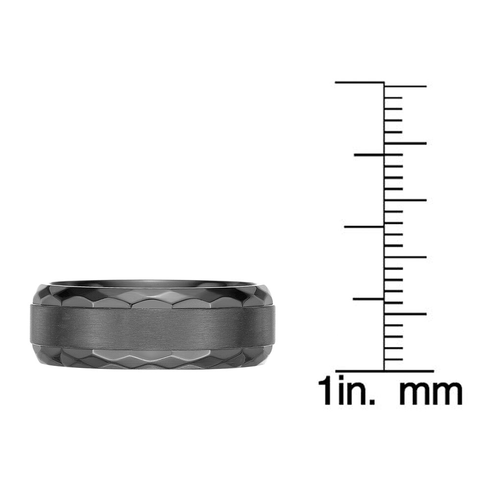 Men\'s Hammered Edge Wedding Band Black Zirconium 8.0mm NBzA6azG