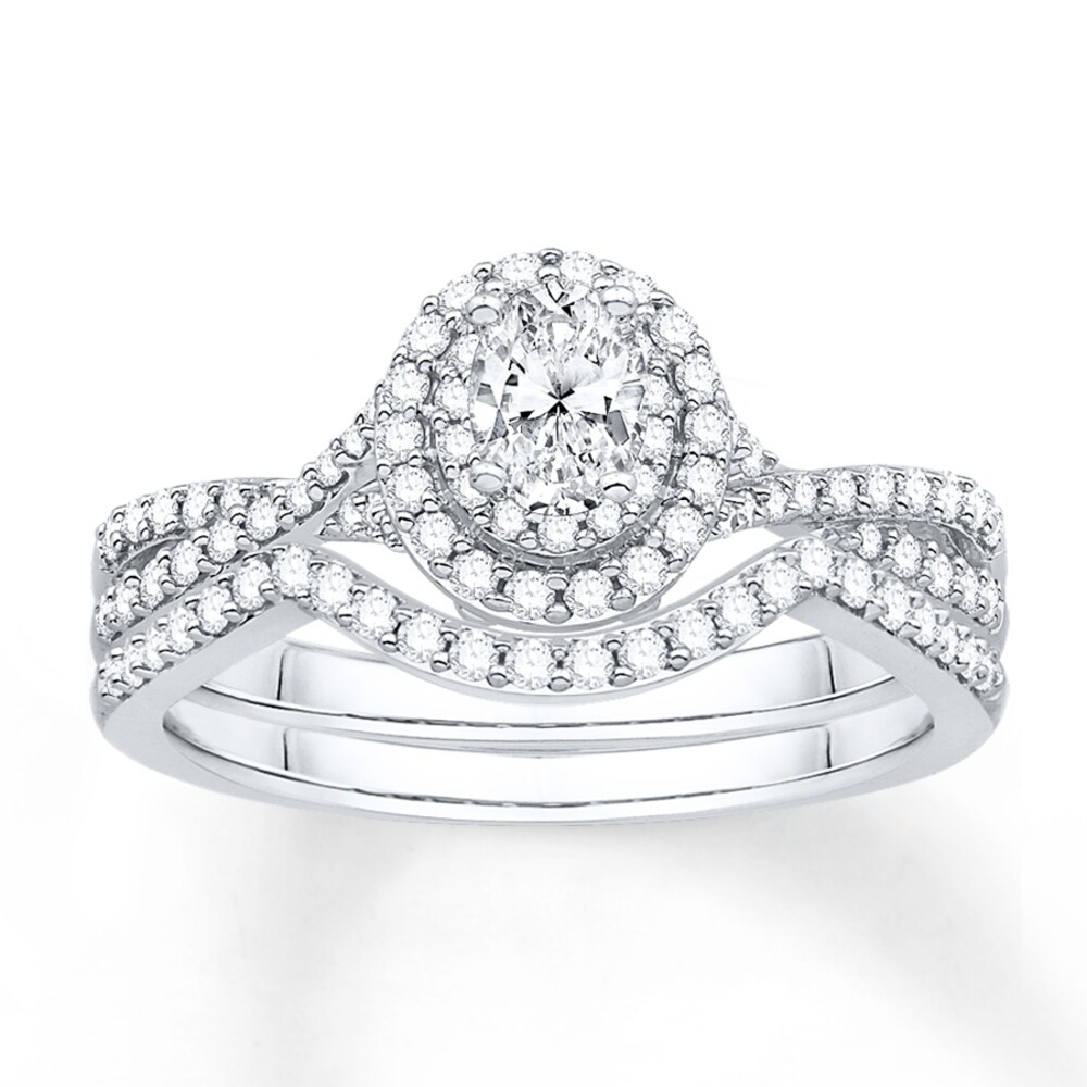 Diamond Bridal Set 5/8 ct tw Oval-cut 14K White Gold NDKuJdAd [NDKuJdAd]