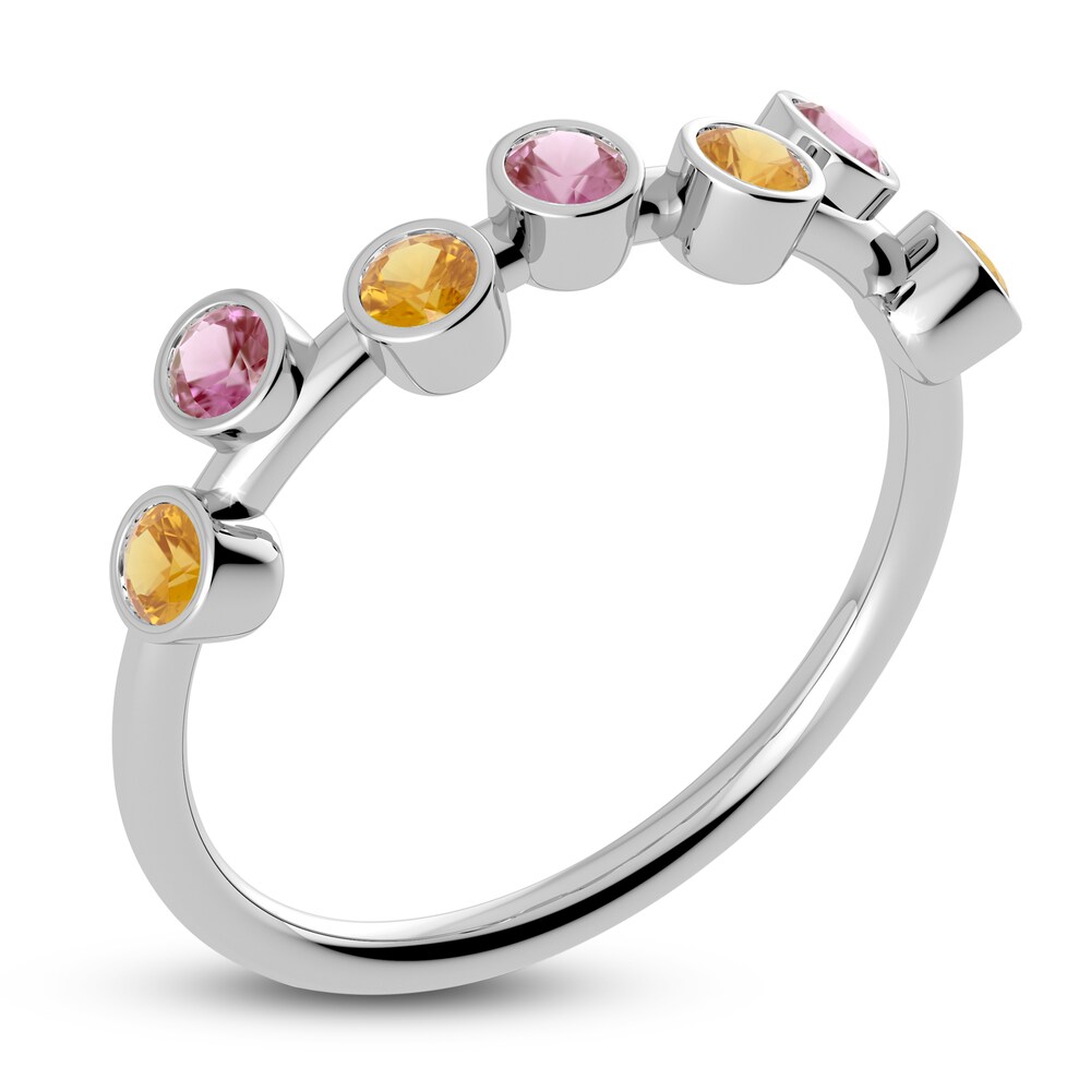 Juliette Maison Natural Pink Tourmaline & Natural Citrine Ring 10K White Gold NFUaUK6z