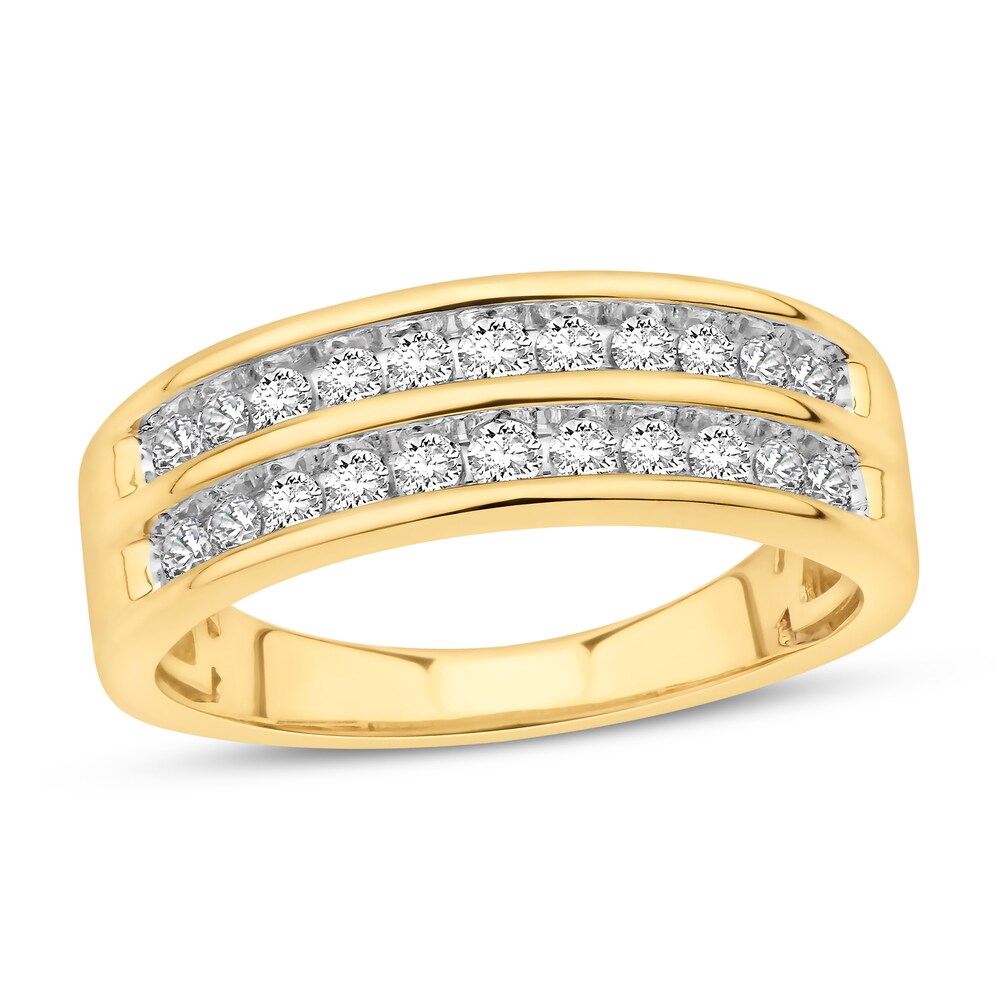 Diamond Double Band Ring 1/2 ct tw Round 14K Yellow Gold NHQ9XVdy [NHQ9XVdy]