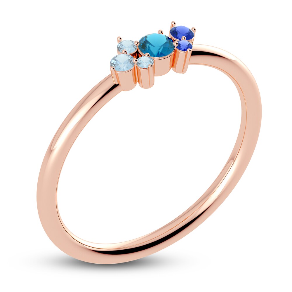 Juliette Maison Natural Aquamarine, Blue Zircon. Blue Sapphire Constellation Ring 10K Rose Gold NJTr9aD6