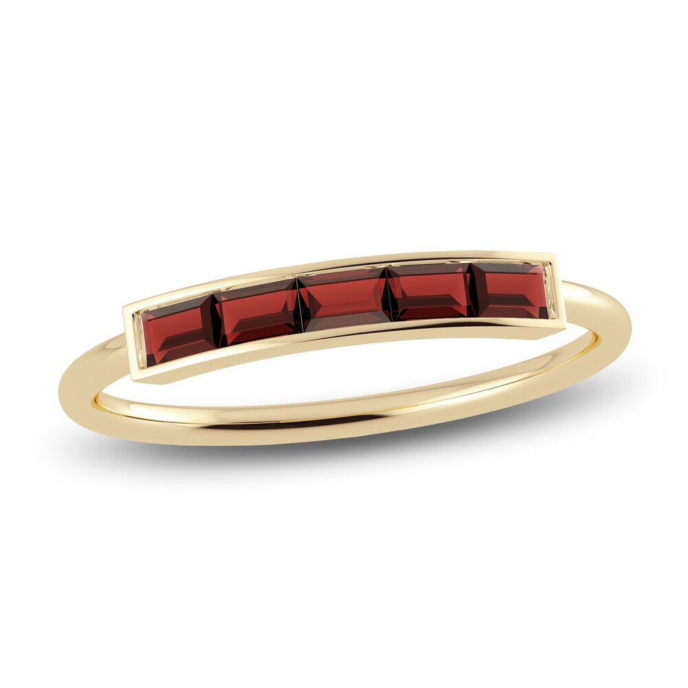 Juliette Maison Natural Garnet Baguette Bar Ring 10K Yellow Gold NJec9AI4