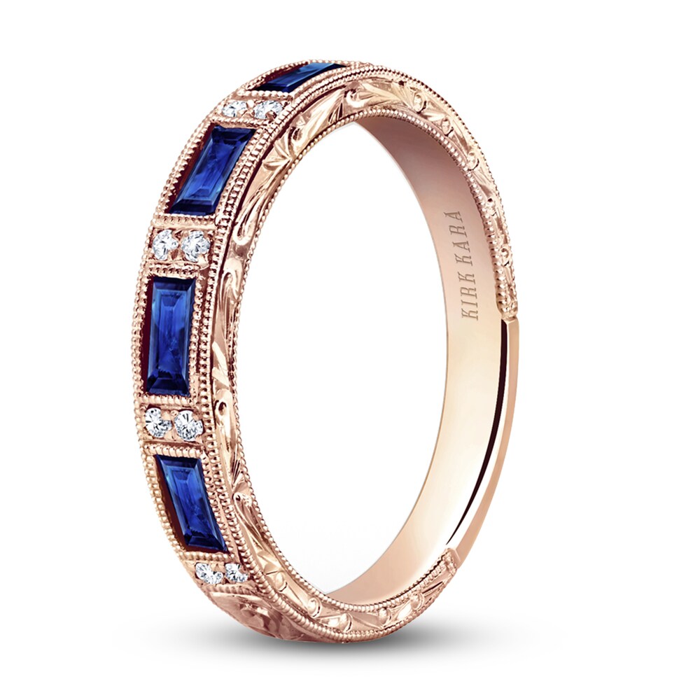 Kirk Kara Natural Blue Sapphire Anniversary Band 1/20 ct tw Diamonds 14K Rose Gold NJpDXN1K