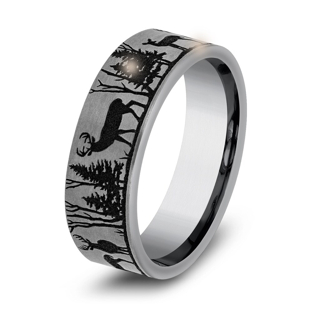 Men\'s Deer Wedding Band Gray Tantalum 7.0mm NKst9PJp