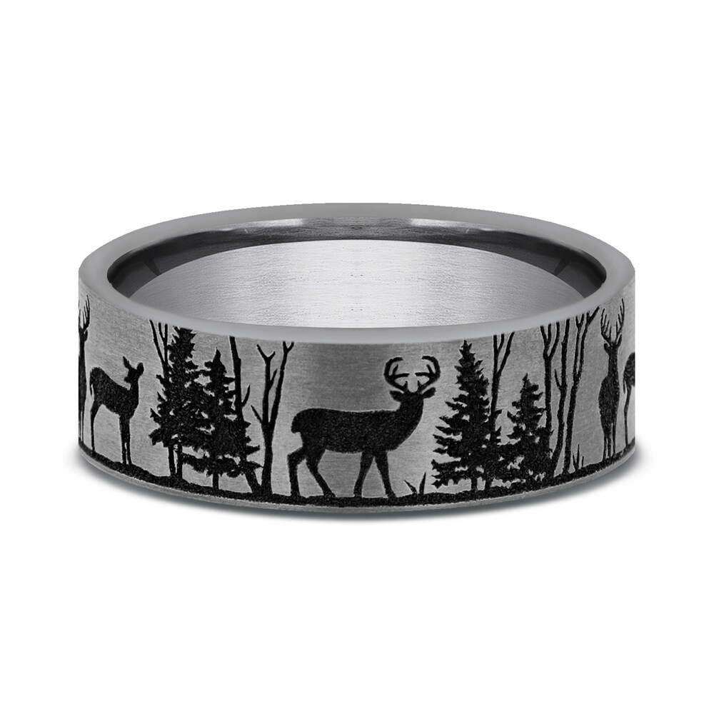 Men\'s Deer Wedding Band Gray Tantalum 7.0mm NKst9PJp