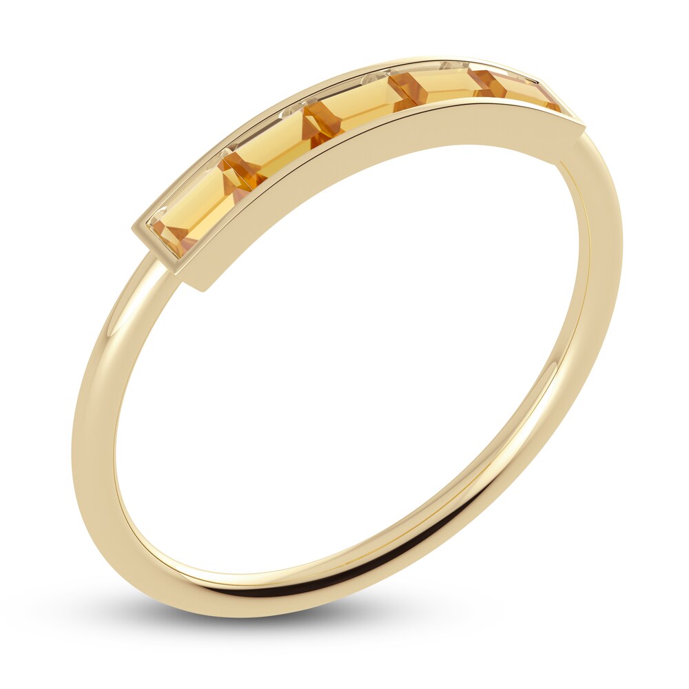 Juliette Maison Natural Citrine Baguette Bar Ring 10K Yellow Gold NLbJpAwV