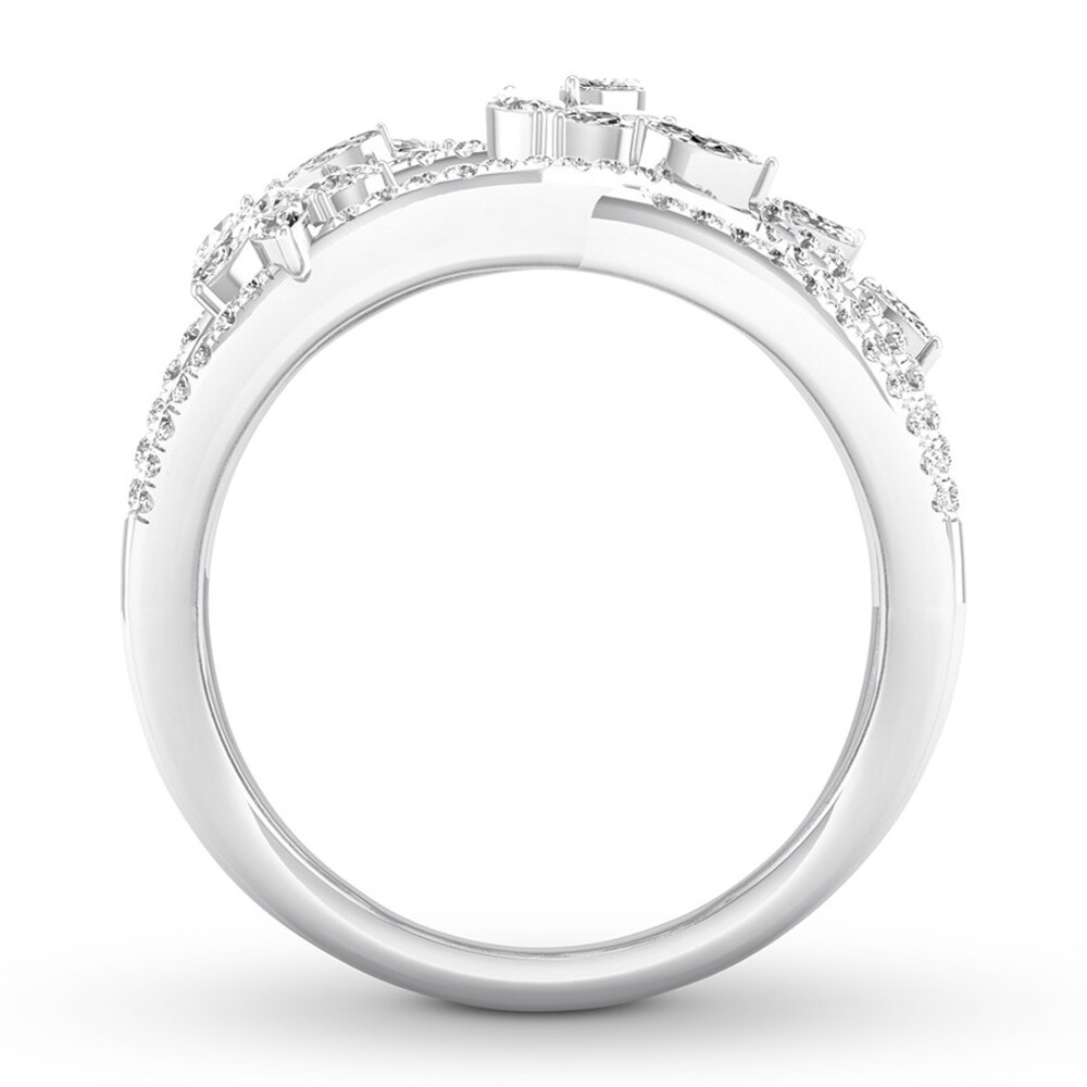 Diamond Ring 1-1/5 carats tw Round/Marquise/Pear-shaped 14K White Gold NShBchuW