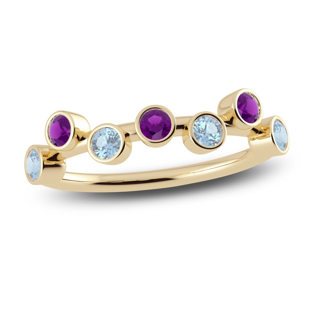 Juliette Maison Natural Amethyst & Natural Aquamarine Ring 10K Yellow Gold NTiTStuR [NTiTStuR]