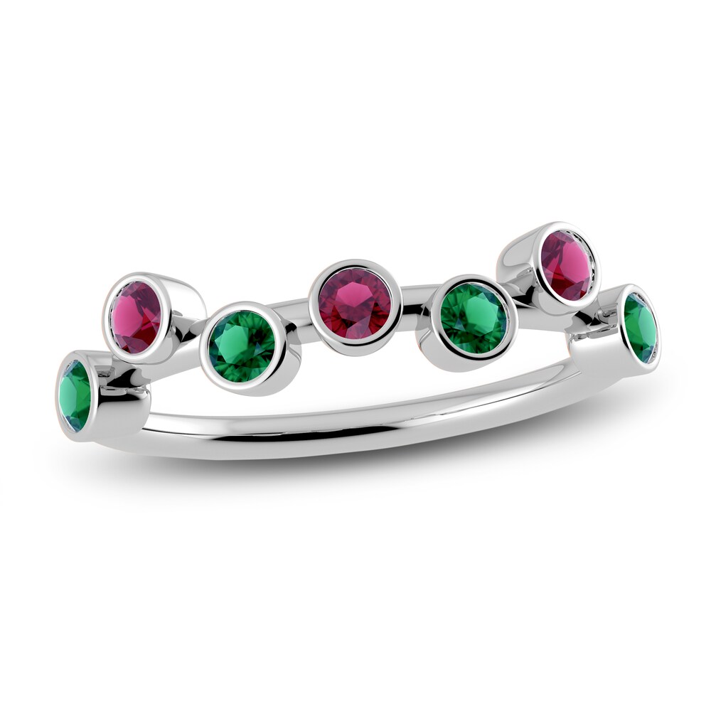 Juliette Maison Natural Rhodolite Garnet & Natural Emerald Ring 10K White Gold NWvmAS5G [NWvmAS5G]