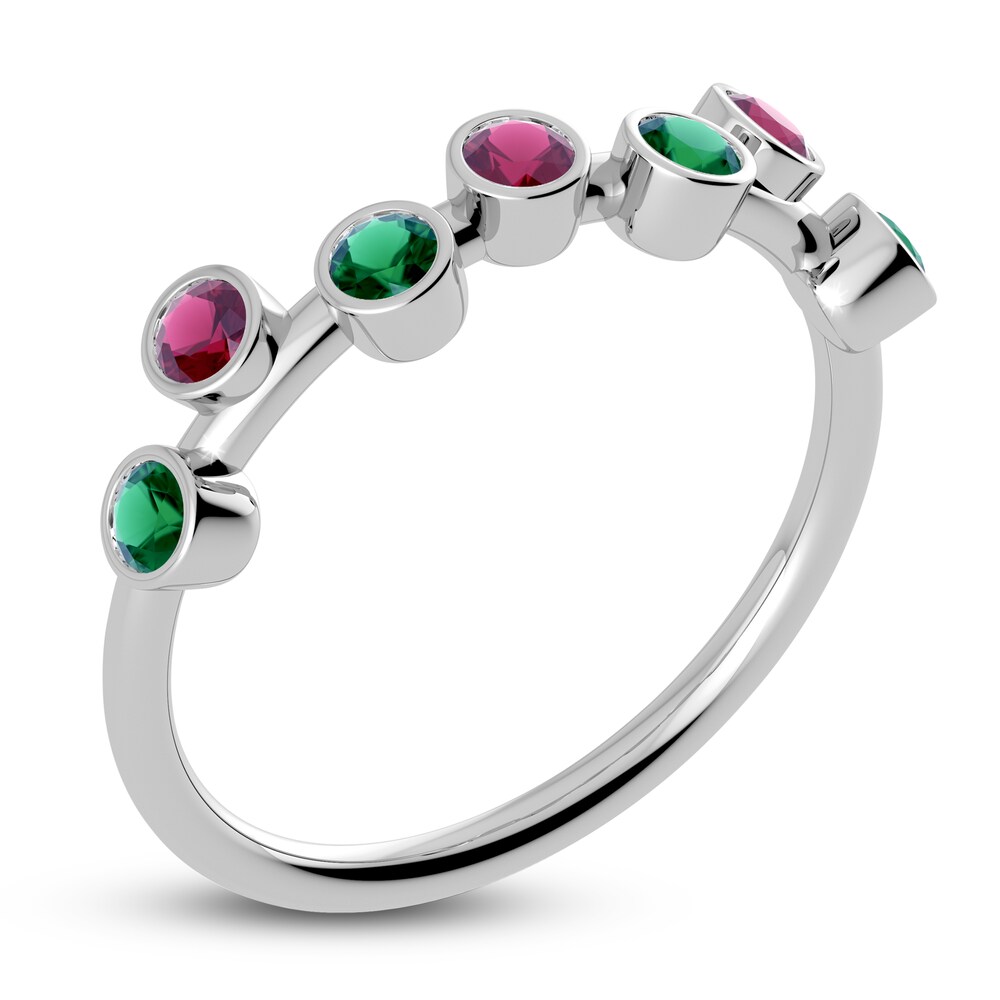 Juliette Maison Natural Rhodolite Garnet & Natural Emerald Ring 10K White Gold NWvmAS5G