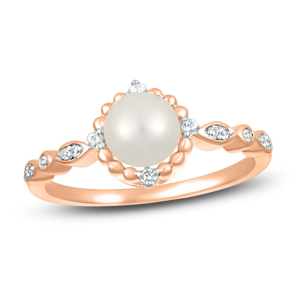 Lab-Created Sapphire & Cultured Pearl Ring 10K Rose Gold NYhnVuGW [NYhnVuGW]