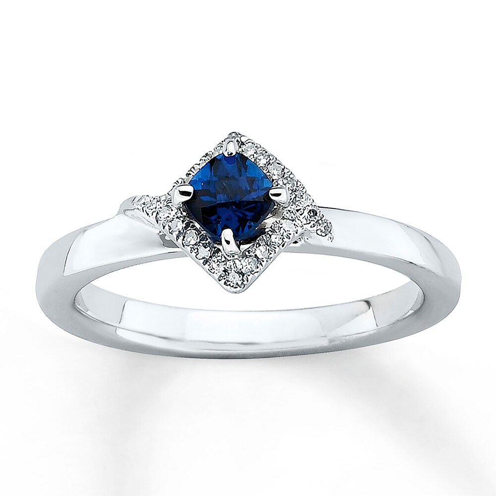 Lab-Created Sapphire Ring 1/10 ct tw Diamonds Sterling Silver NegirjGS