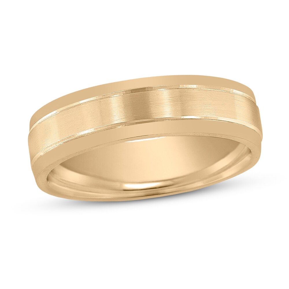 Men\'s Frosted Wedding Band 14K Yellow Gold 6mm Nhe5cQPf