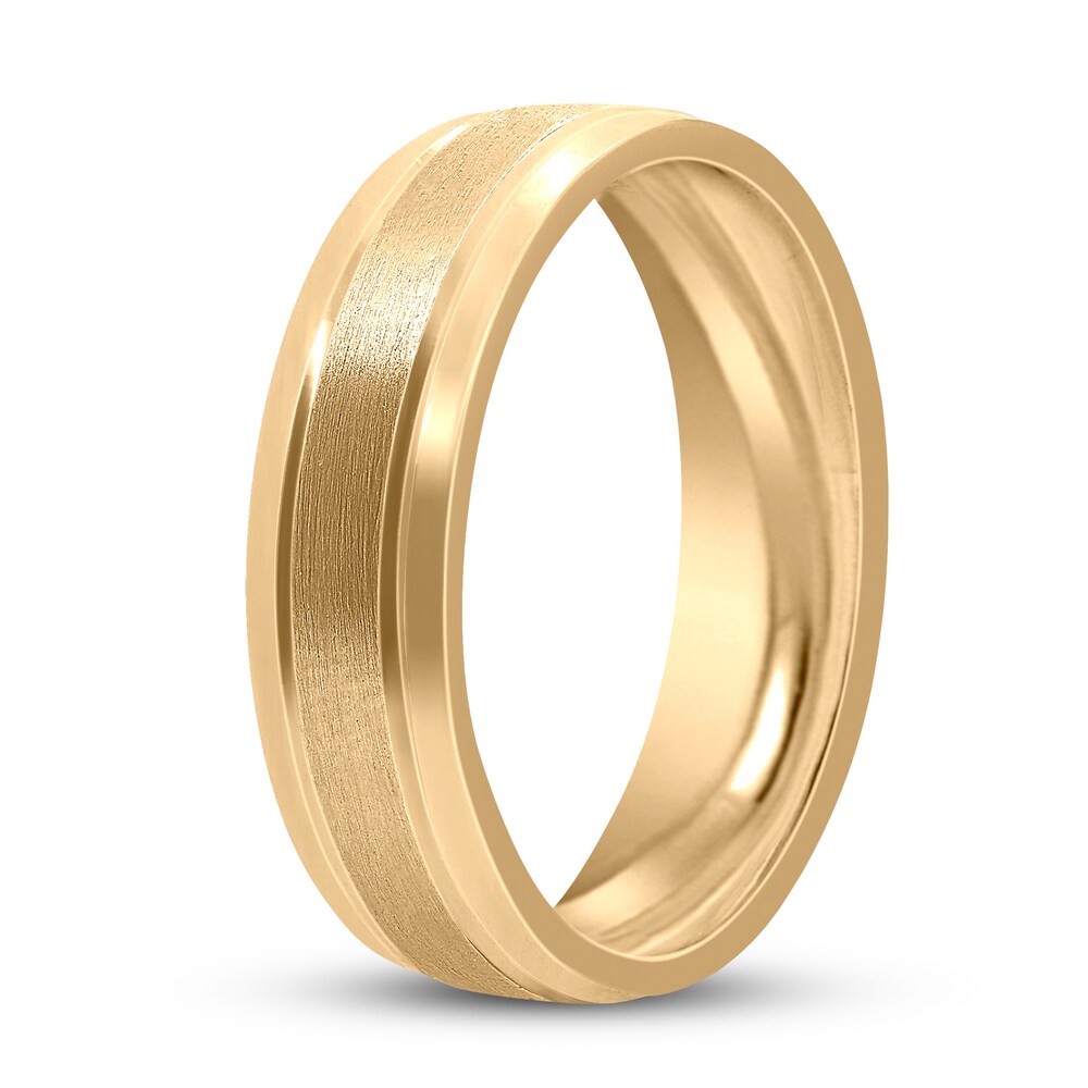 Men\'s Frosted Wedding Band 14K Yellow Gold 6mm Nhe5cQPf