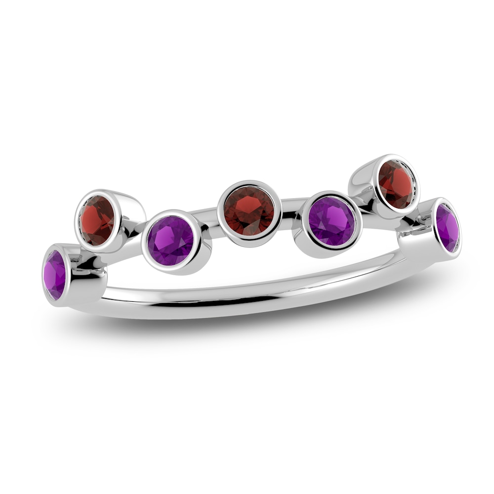 Juliette Maison Natural Garnet & Natural Amethyst Ring 10K White Gold NkcTeb3W