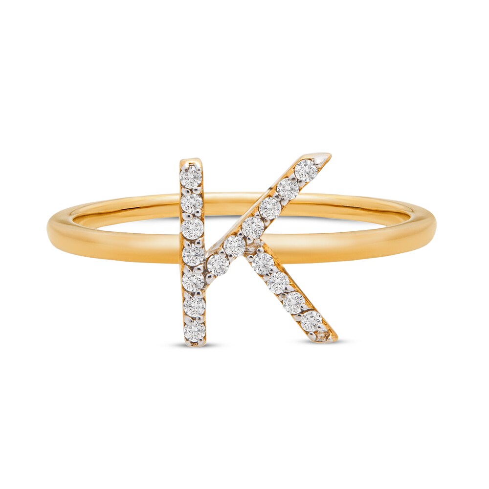 Diamond Letter K Ring 1/10 ct tw Round 10K Yellow Gold NsRW4r0j