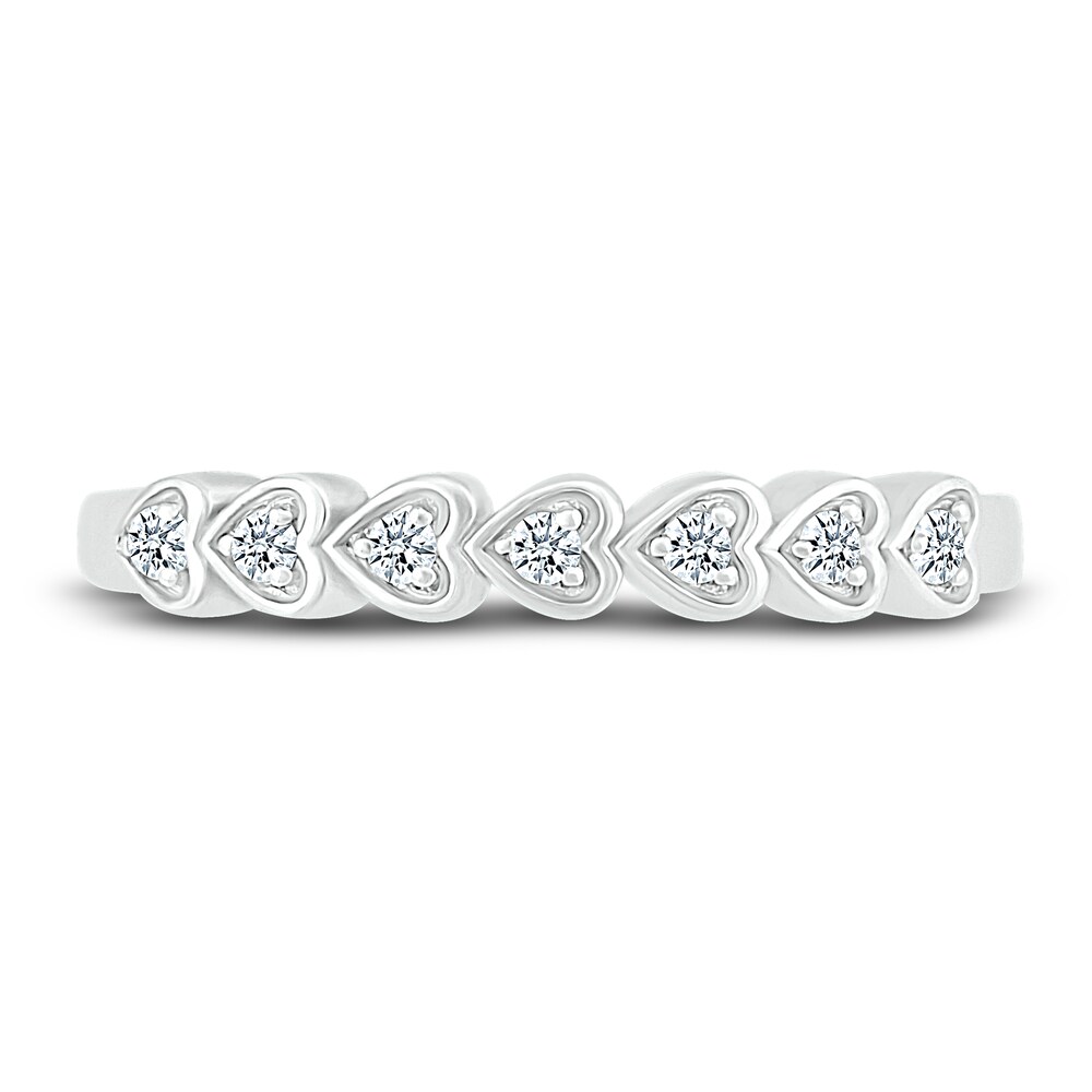 Diamond Heart Anniversary Band 1/10 ct tw Round 14K White Gold NtopuCdd