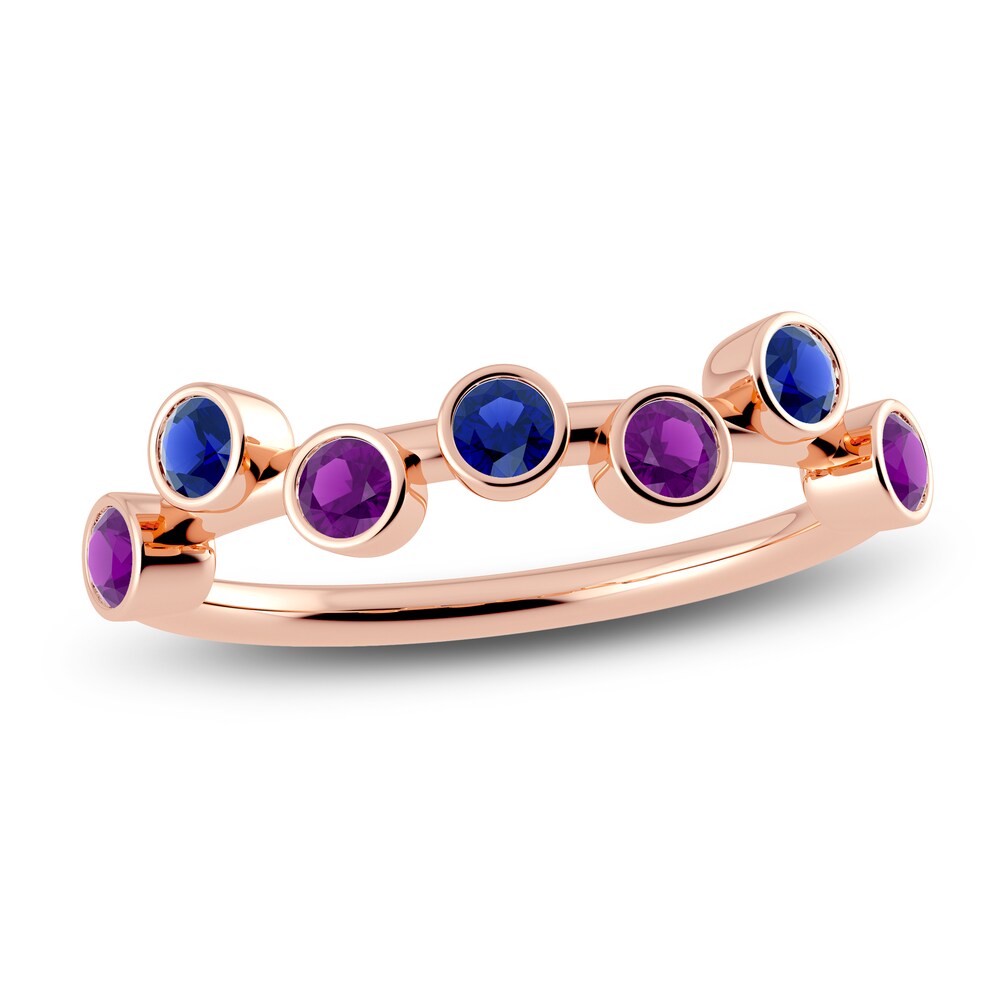 Juliette Maison Natural Amethyst & Natural Blue Sapphire Ring 10K Rose Gold OQw8Mr7H