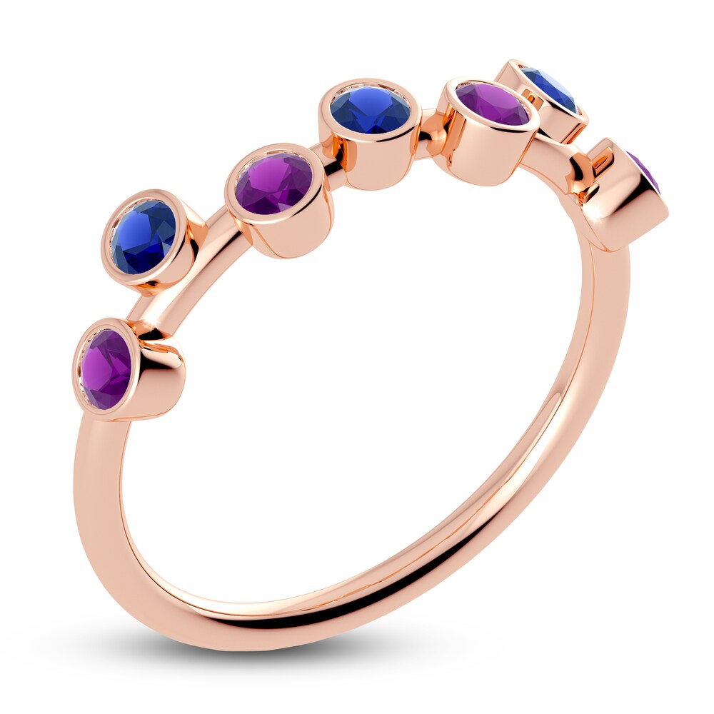 Juliette Maison Natural Amethyst & Natural Blue Sapphire Ring 10K Rose Gold OQw8Mr7H