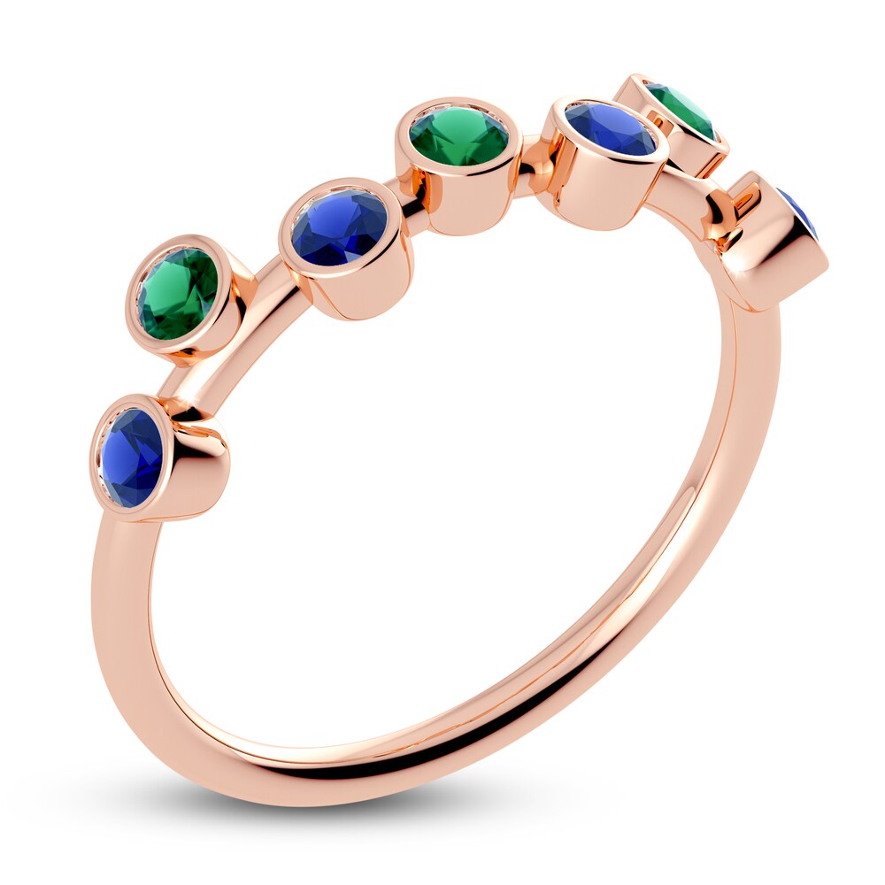 Juliette Maison Natural Blue Sapphire & Natural Emerald Ring 10K Rose Gold OTquTMpd