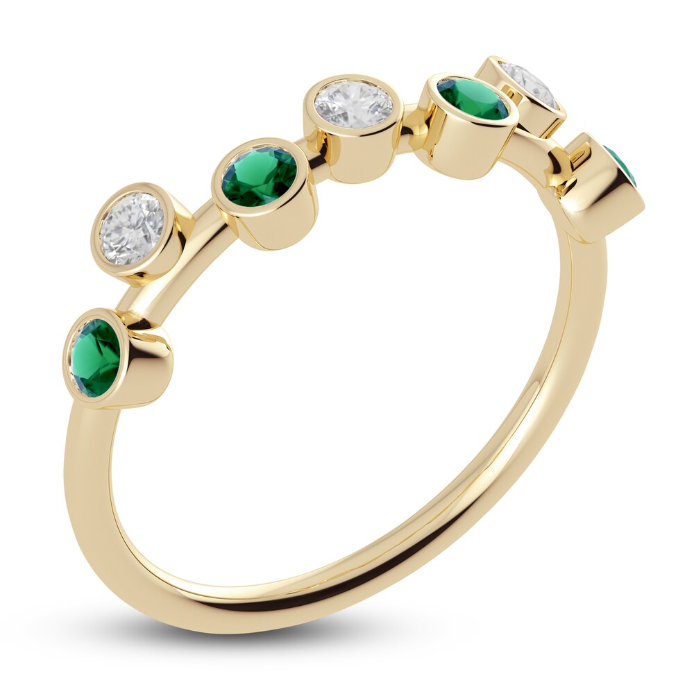 Juliette Maison Natural White Sapphire & Natural Emerald Ring 10K Yellow Gold OaQC7rpp