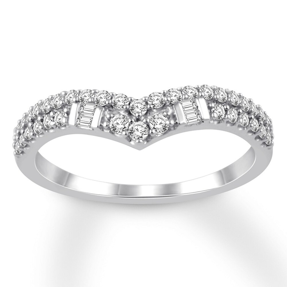 Diamond Anniversary Band 3/8 ct tw Round/Baguette 14K White Gold ObIIq2DC [ObIIq2DC]