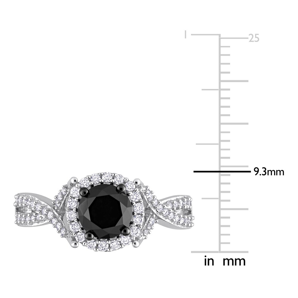 Black & White Diamond Halo Engagement Ring 1-1/3 ct tw Round 14K White Gold Oi3HRWFe