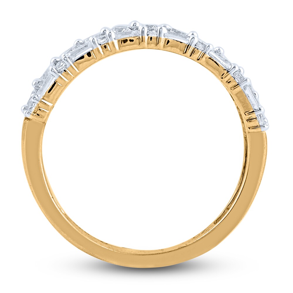 Diamond Double Row Wedding Band 1/2 ct tw Round 14K Yellow Gold OiCtTwCN